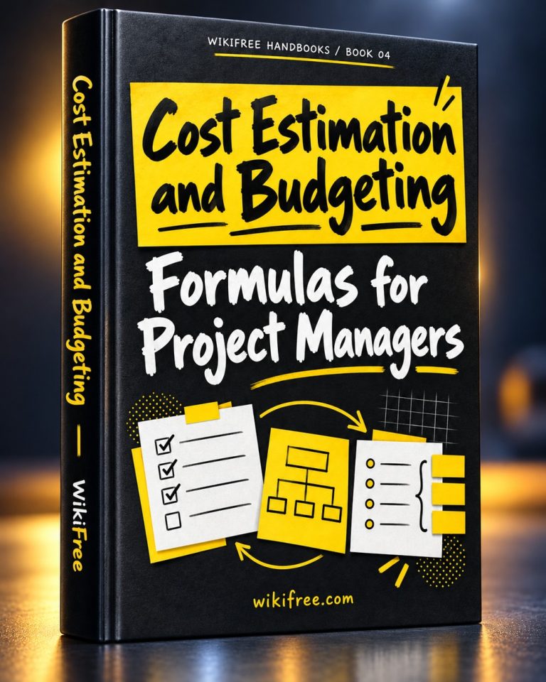 Cost Estimation and Budgeting Formulas for Project Managers — 3D ebook cover by WikiFree