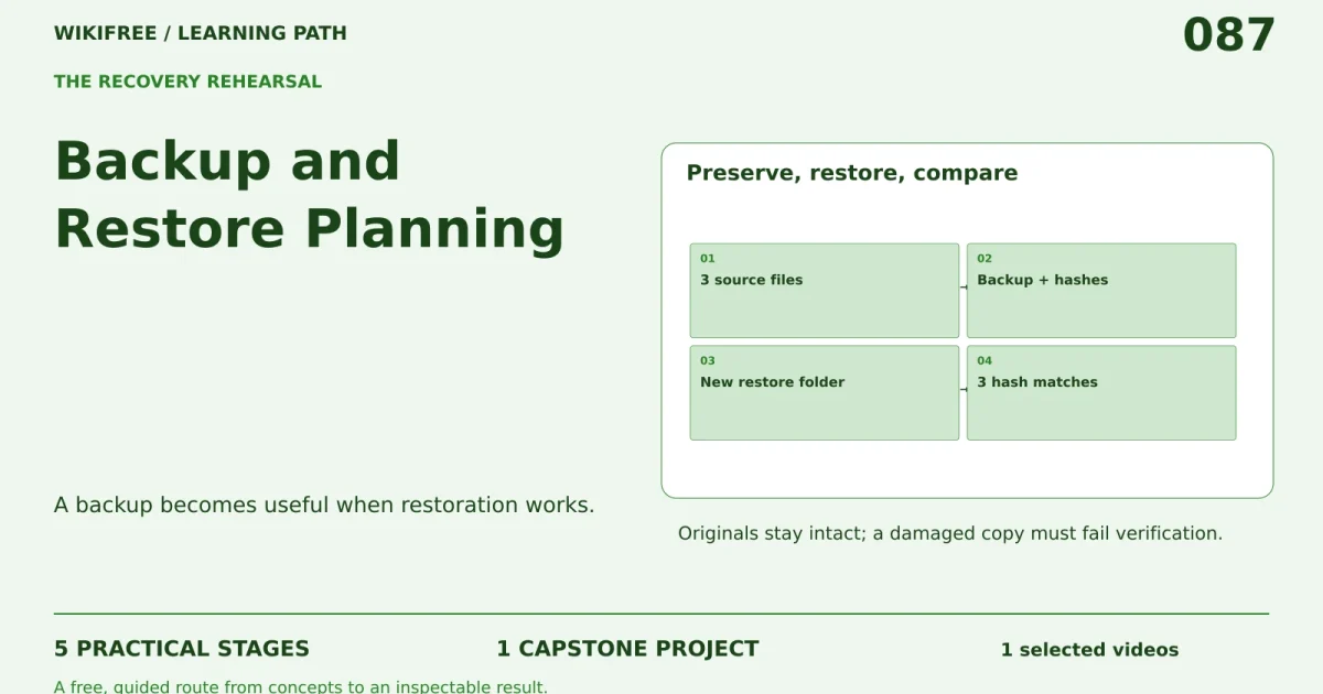 Backup and Restore Planning: five practical stages, one capstone; Preserve, restore, compare.