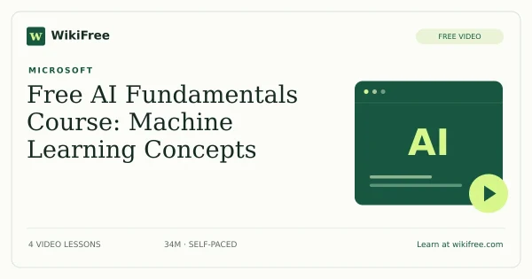 Free AI Fundamentals Course: Machine Learning Concepts. Original WikiFree artwork in WikiFree green and cream.