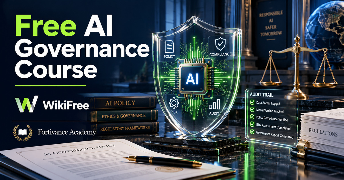 Free AI Governance Course: Risk, Ethics and Compliance Foundations — Fortivance Academy. WikiFree selection.