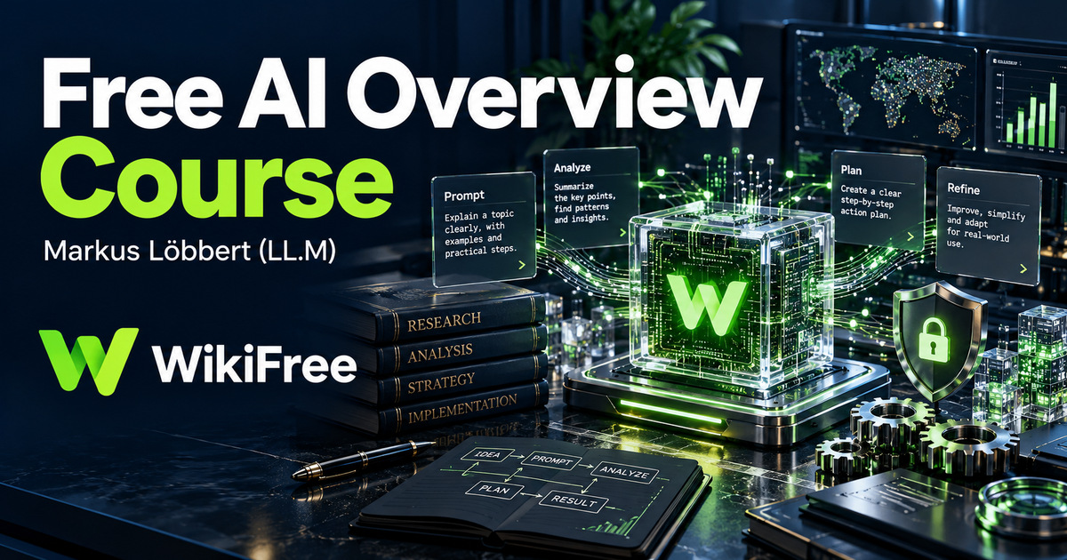 Free AI Overview Course: Prompts, Prediction, Automation and Responsible Use — Markus Löbbert (LL.M). WikiFree selection.
