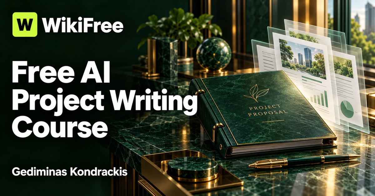Free AI Project Writing Course: Draft Clearer Grant Applications with ChatGPT — Gediminas Kondrackis Asociacija "Aktyvus Jaunimas". WikiFree selection.
