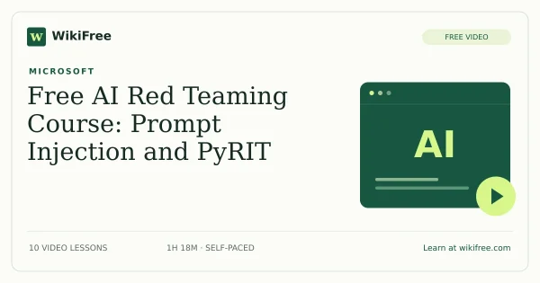 Free AI Red Teaming Course: Prompt Injection and PyRIT. Original WikiFree artwork in WikiFree green and cream.