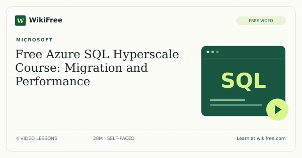 Free Azure SQL Hyperscale Course: Migration and Performance. Original WikiFree artwork in WikiFree green and cream.