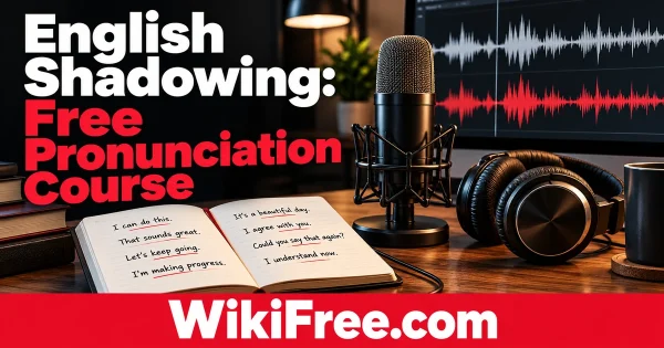 English Shadowing: Free Pronunciation Course — original WikiFree artwork depicting the course subject; BBC Learning English.