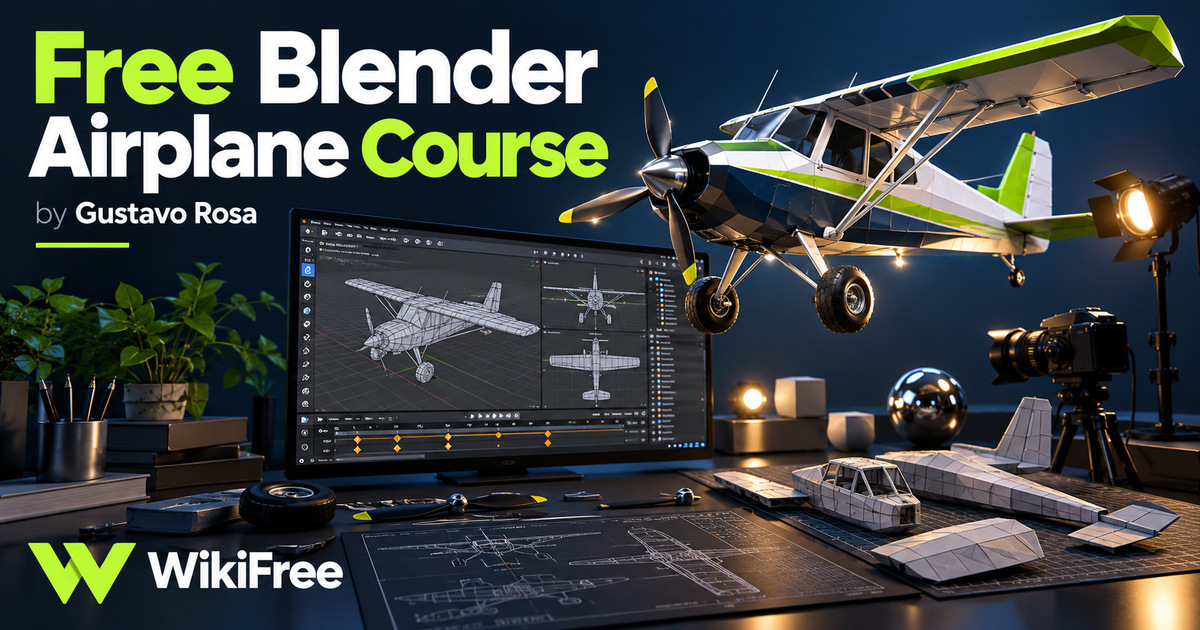 Free Blender Airplane Course: Model, Animate and Render a First Scene — Gustavo Rosa. WikiFree selection.