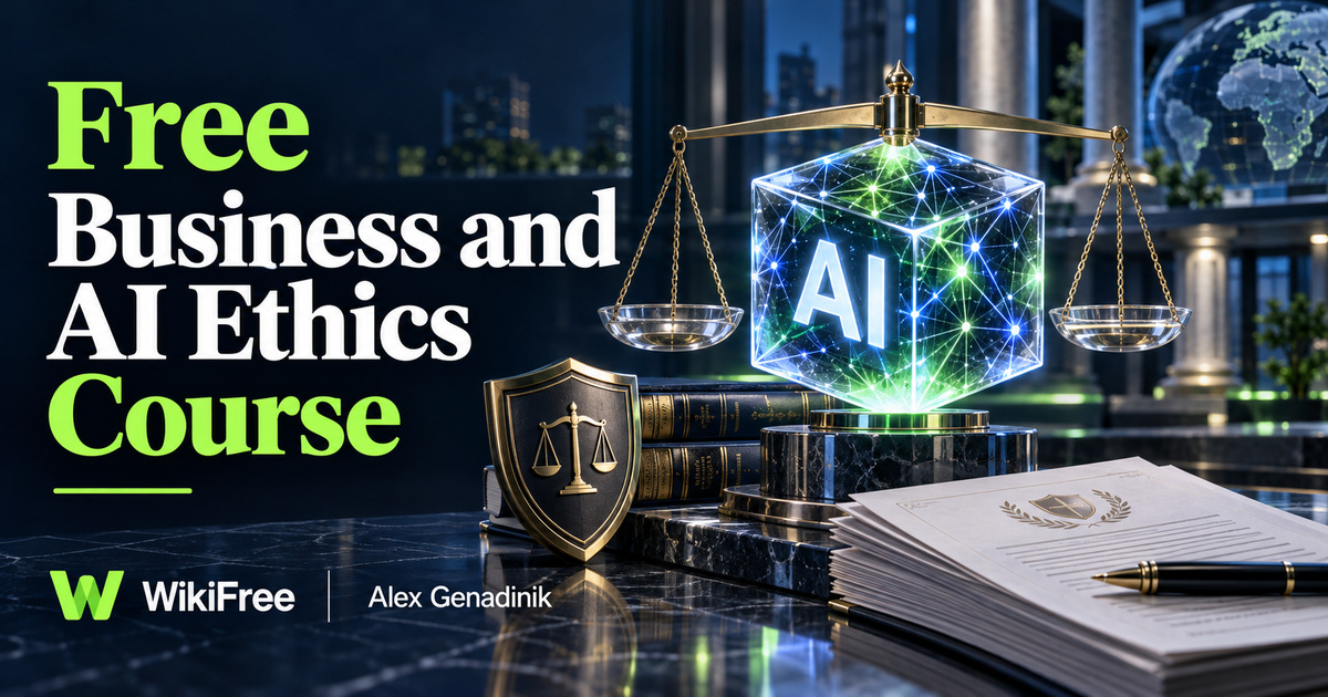 Free Business and AI Ethics Course: Frameworks, Governance and Responsible Use — Alex Genadinik. WikiFree selection.