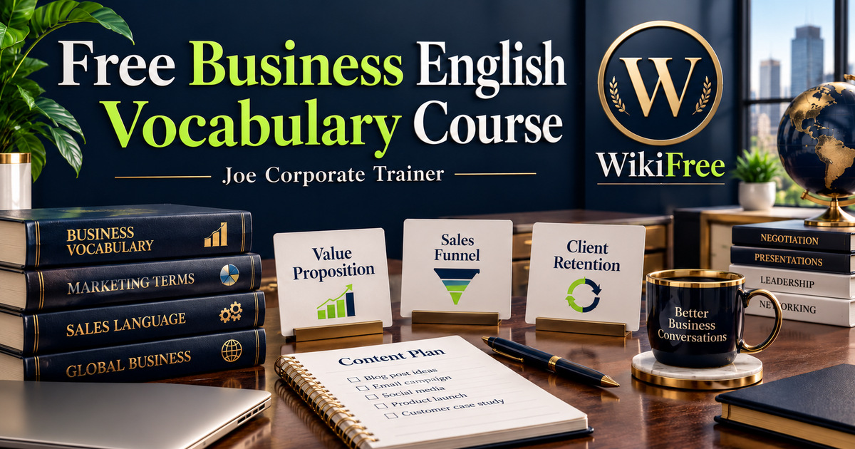 Free Business English Vocabulary Course: Marketing Concepts and Sales Terms — Joe Corporate Trainer. WikiFree selection.