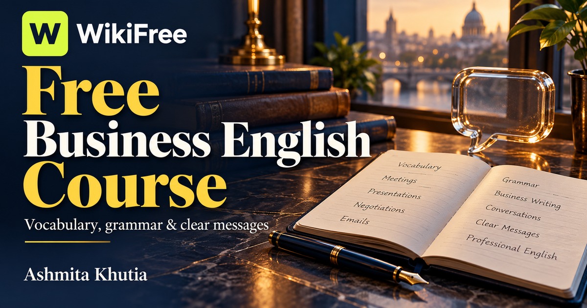 Free Business English Course: Vocabulary, Grammar and Clear Messages — Ashmita Khutia. WikiFree selection.
