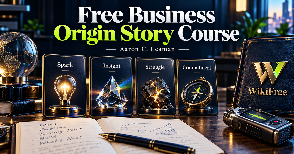 Free Business Origin Story Course: Build a Truthful Founder Narrative — Aaron C. Leaman. WikiFree selection.