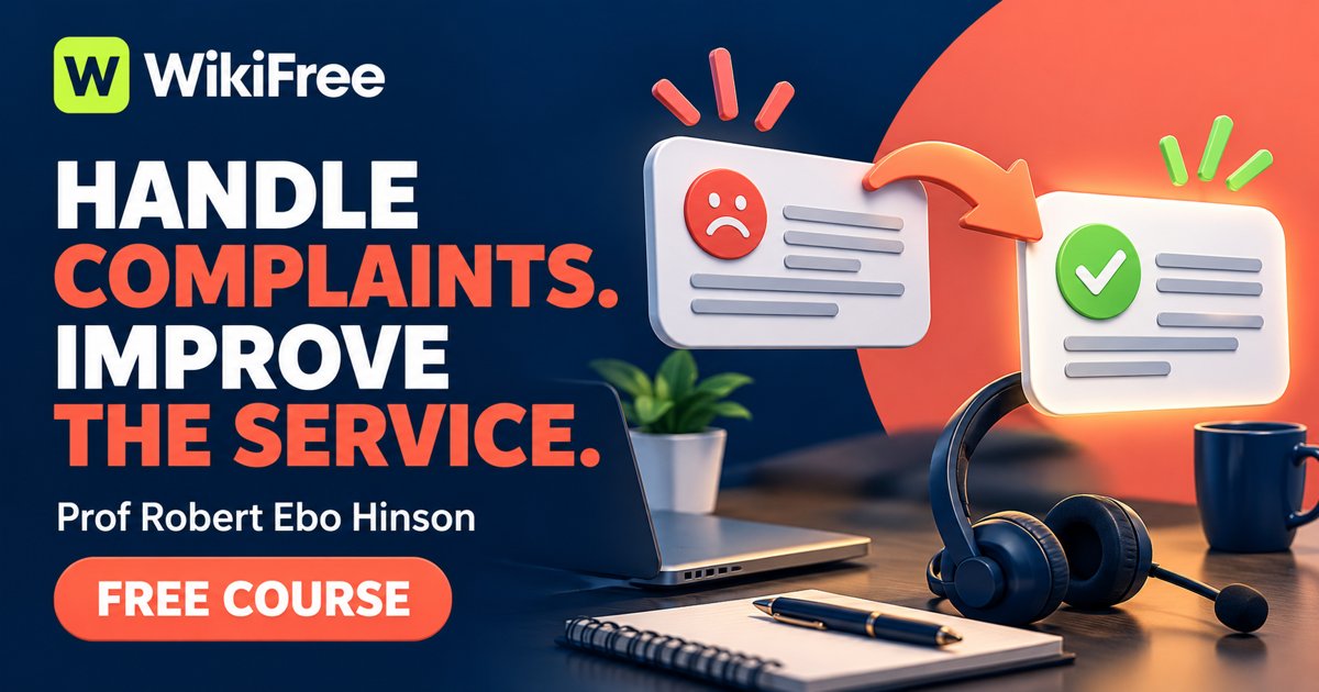 Free Complaint Handling Course: Understand Service Recovery — Prof Robert Ebo Hinson. WikiFree selection on Udemy.