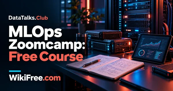 MLOps Zoomcamp: Free Course — original WikiFree artwork depicting the course subject; DataTalks.Club.