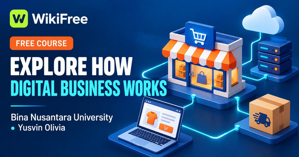 Free Digital Business Course: E-Commerce, Markets and Infrastructure — Bina Nusantara University; Yusvin Olivia. WikiFree selection on Udemy.