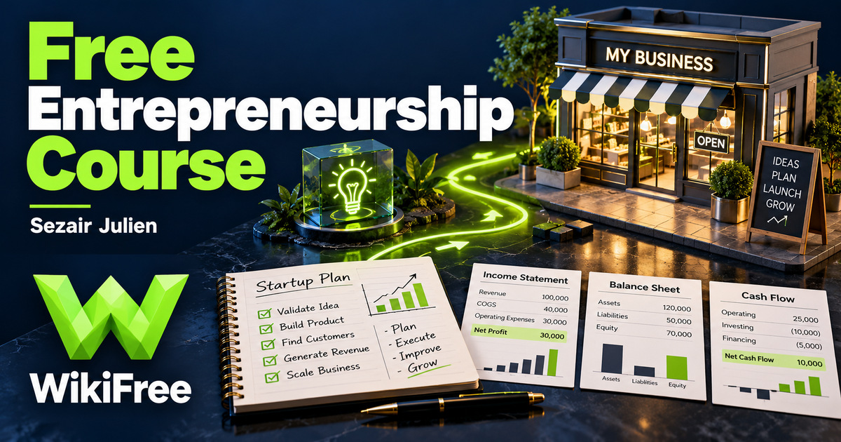 Free Entrepreneurship Course: Startup Steps and Financial Statements — Sezair Julien. WikiFree selection.