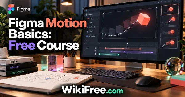 Figma Motion Basics: Free Course — original WikiFree artwork depicting the course subject; Figma.