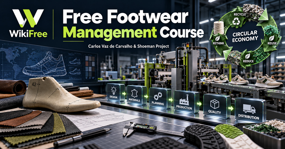 Free Footwear Management Course: Production, Quality and Innovation — Carlos Vaz de Carvalho; Shoeman Project; Atila Baslar; Jana Bobálová; Michal Spacek; Aura Mihai. WikiFree selection.