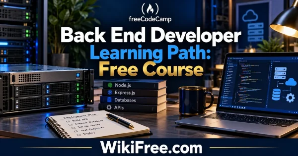 Back End Developer Learning Path: Free Course — original WikiFree course artwork for freeCodeCamp.