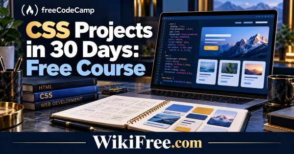 CSS Projects in 30 Days: Free Course — original WikiFree course artwork for freeCodeCamp.