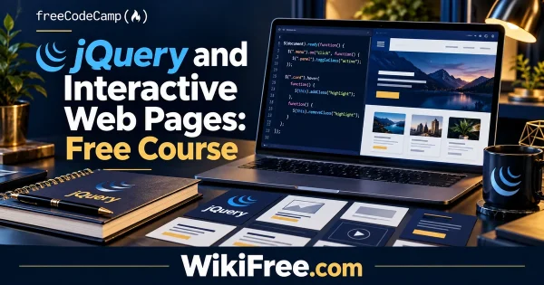 jQuery and Interactive Web Pages: Free Course — original WikiFree course artwork for freeCodeCamp.