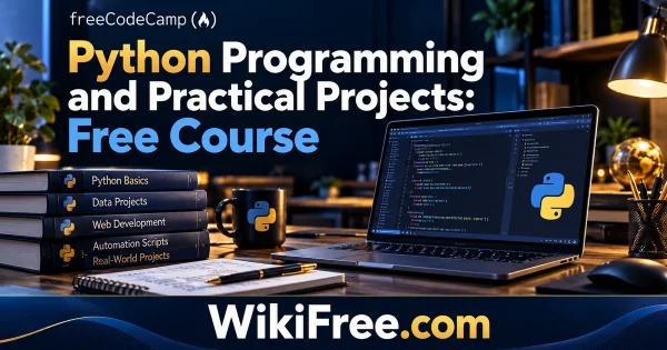 Python Programming and Practical Projects: Free Course — original WikiFree course artwork for freeCodeCamp.