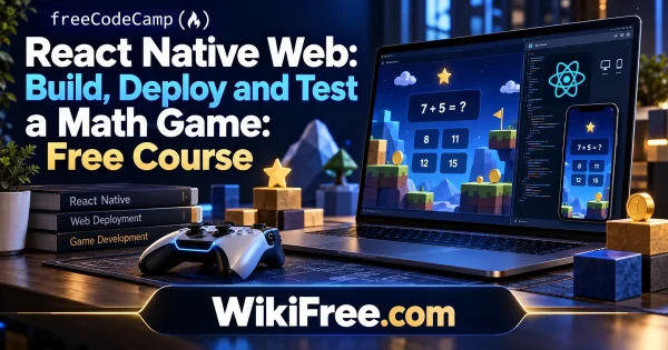React Native Web: Build, Deploy and Test a Math Game: Free Course — original WikiFree course artwork for freeCodeCamp.
