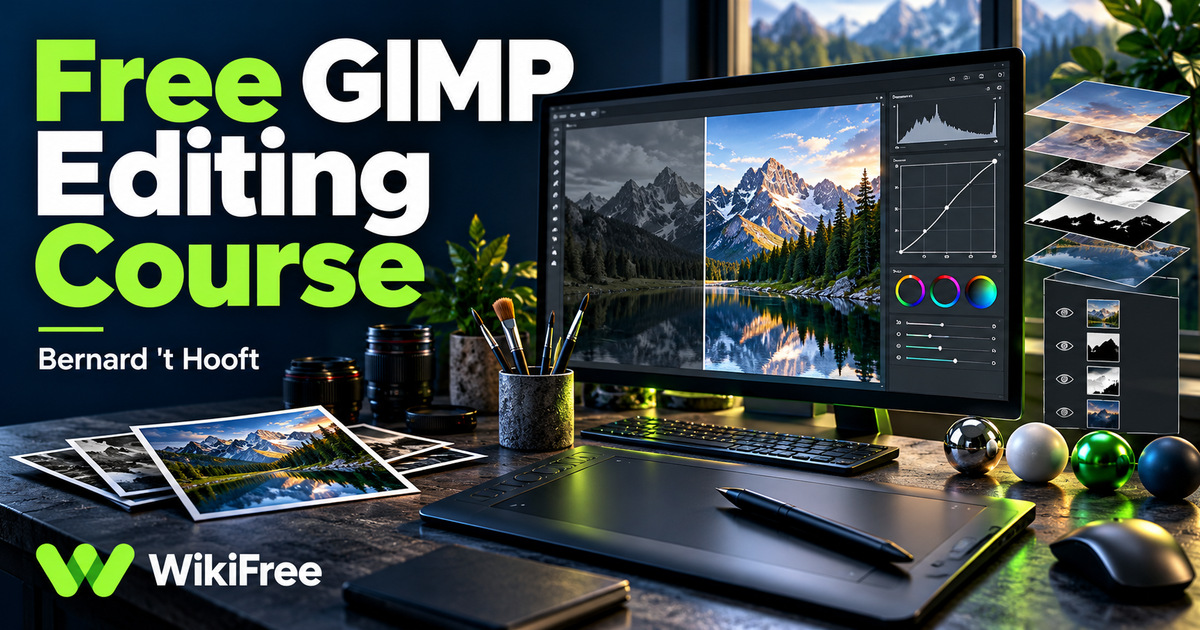 Free GIMP Editing Course: Layers, Brushes and Color Correction in GIMP 2.8 — Bernard 't Hooft. WikiFree selection.