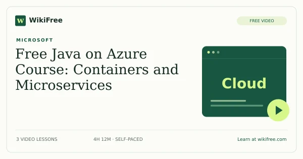 Free Java on Azure Course: Containers and Microservices. Original WikiFree artwork in WikiFree green and cream.