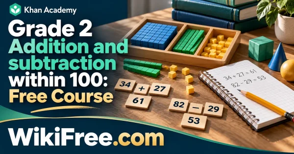 Grade 2 Addition and subtraction within 100: Free Course — original WikiFree subject artwork for Khan Academy.