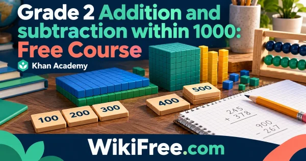 Grade 2 Addition and subtraction within 1000: Free Course — original WikiFree subject artwork for Khan Academy.
