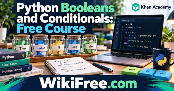 Python Booleans and Conditionals: Free Course — original WikiFree subject artwork for Khan Academy.