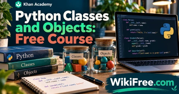 Python Classes and Objects: Free Course — original WikiFree subject artwork for Khan Academy.