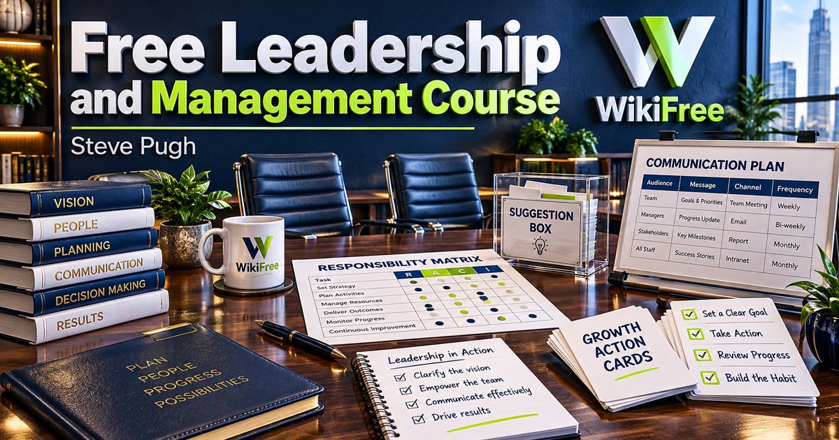 Free Leadership and Management Course: Responsibilities, Communication and Ownership — Steve Pugh. WikiFree selection.