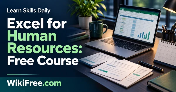 Excel for Human Resources: Free Course — original WikiFree artwork depicting the course subject; Learn Skills Daily.