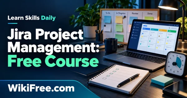 Jira Project Management: Free Course — original WikiFree artwork depicting the course subject; Learn Skills Daily.