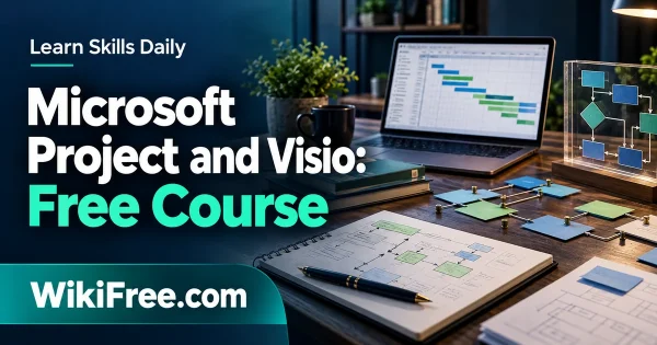 Microsoft Project and Visio: Free Course — original WikiFree artwork depicting the course subject; Learn Skills Daily.