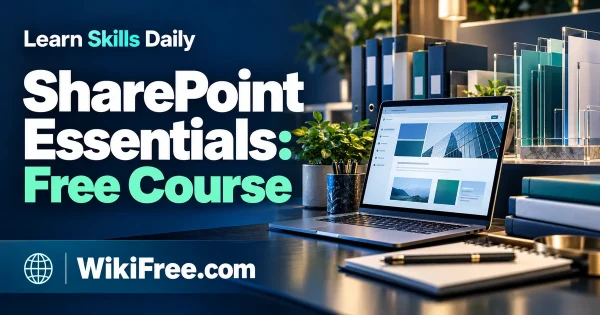 SharePoint Essentials: Free Course — original WikiFree artwork depicting the course subject; Learn Skills Daily.