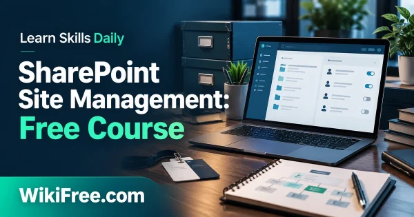 SharePoint Site Management: Free Course — original WikiFree artwork depicting the course subject; Learn Skills Daily.