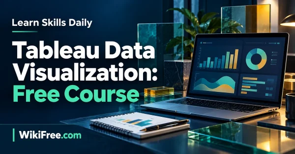 Tableau Data Visualization: Free Course — original WikiFree artwork depicting the course subject; Learn Skills Daily.