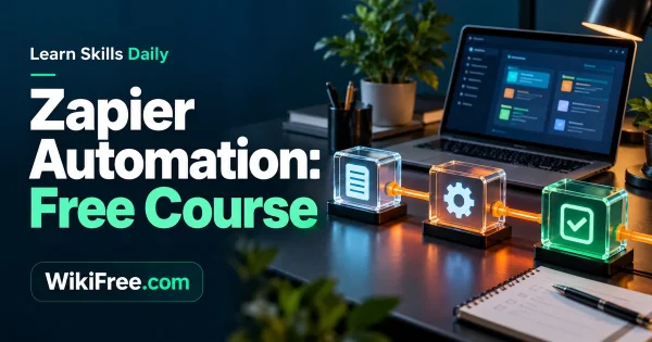 Zapier Automation: Free Course — original WikiFree artwork depicting the course subject; Learn Skills Daily.