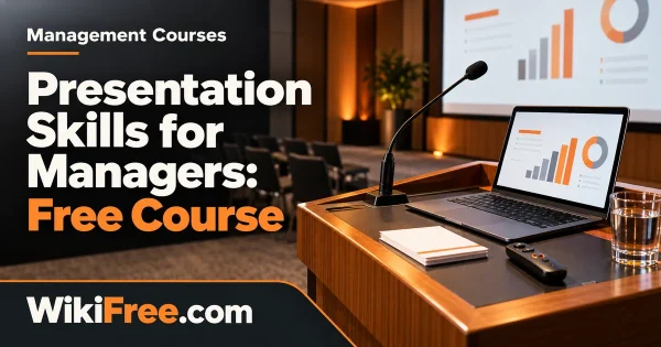 Presentation Skills for Managers: Free Course — original WikiFree artwork depicting the course subject; Management Courses.