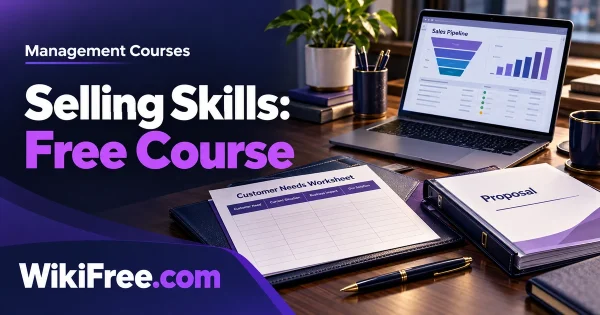 Selling Skills: Free Course — original WikiFree artwork depicting the course subject; Management Courses.