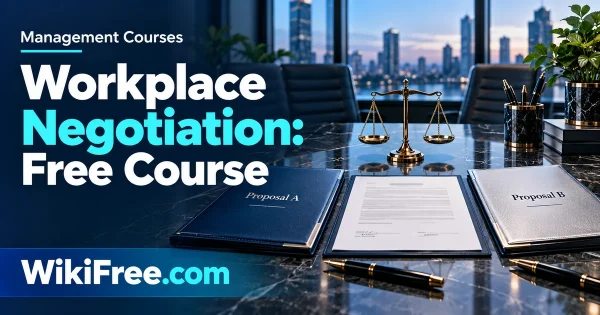 Workplace Negotiation: Free Course — original WikiFree artwork depicting the course subject; Management Courses.