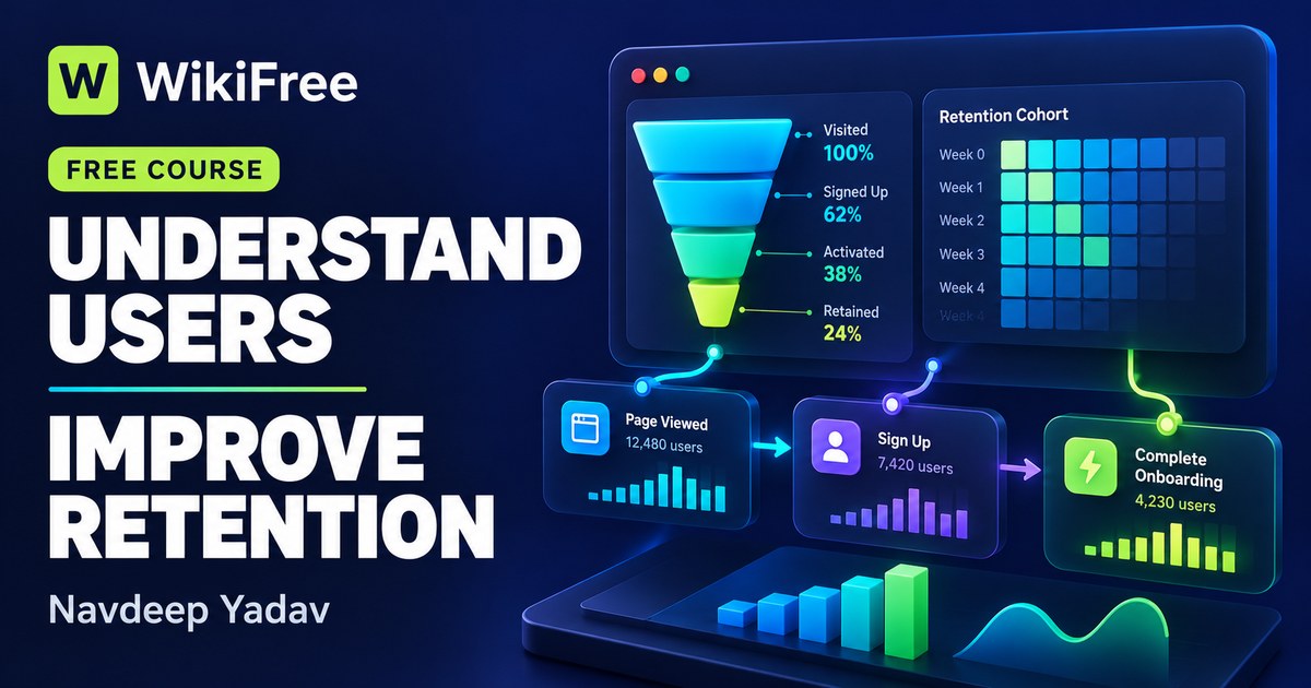 Free Mixpanel Course: Product Metrics, Funnels and Retention — Navdeep Yadav. WikiFree selection.