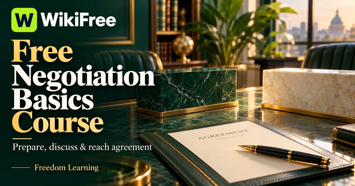 Free Negotiation Basics Course: Preparation, Variables and Agreement — Freedom Learning. WikiFree selection.