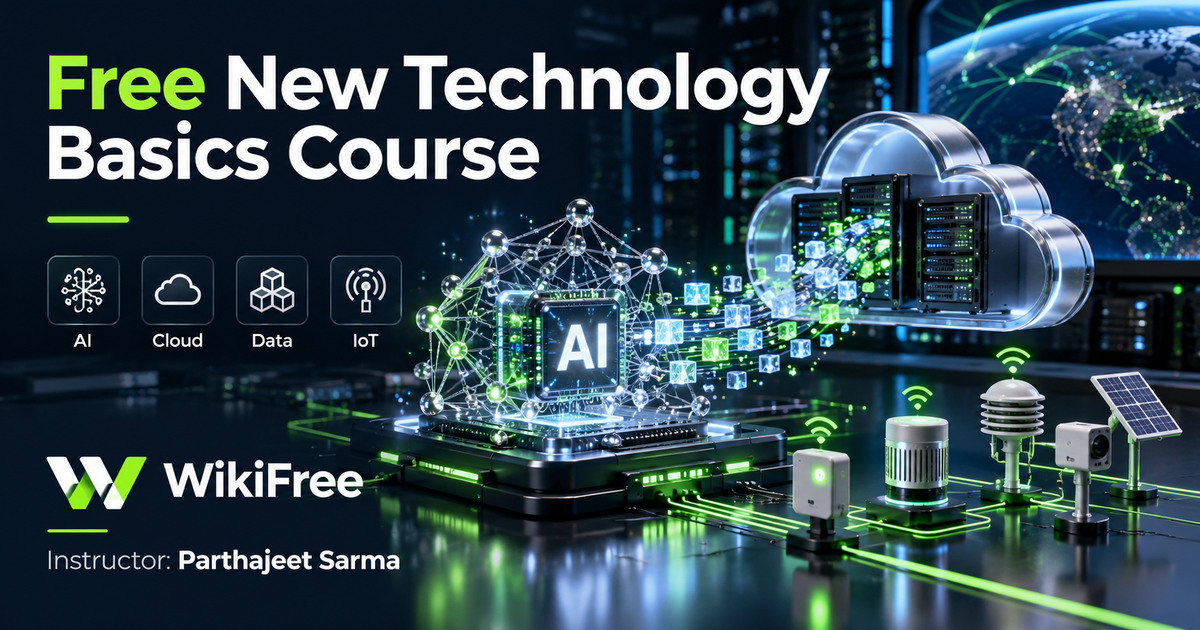 Free New Technology Basics Course: AI, Big Data, Cloud and IoT — Parthajeet Sarma. WikiFree selection.