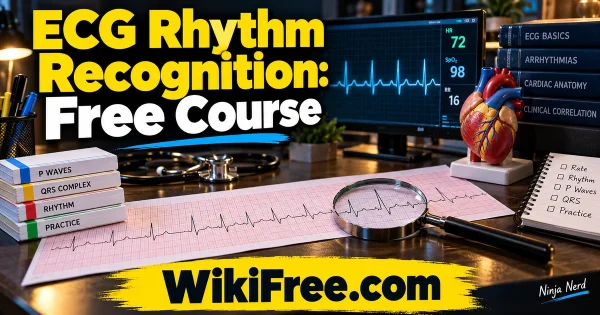 ECG Rhythm Recognition: Free Course — original WikiFree artwork depicting the course subject; Ninja Nerd.