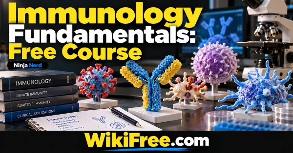Immunology Fundamentals: Free Course — original WikiFree artwork depicting the course subject; Ninja Nerd.