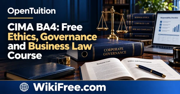CIMA BA4: Free Ethics, Governance and Business Law Course — original WikiFree artwork depicting the course subject; OpenTuition.