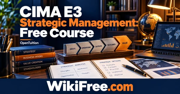 CIMA E3 Strategic Management: Free Course — original WikiFree artwork depicting the course subject; OpenTuition.