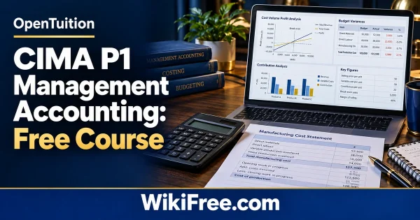 CIMA P1 Management Accounting: Free Course — original WikiFree artwork depicting the course subject; OpenTuition.